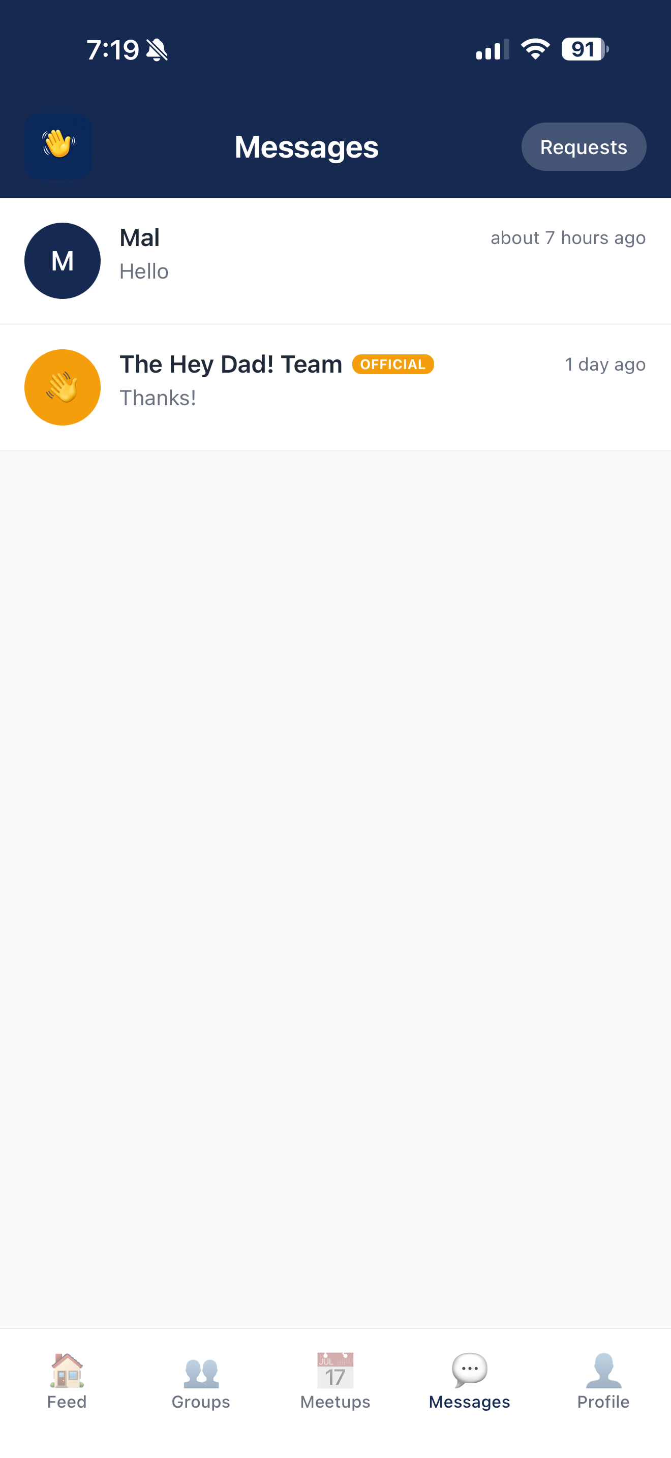 Hey Dad! messages on iPhone